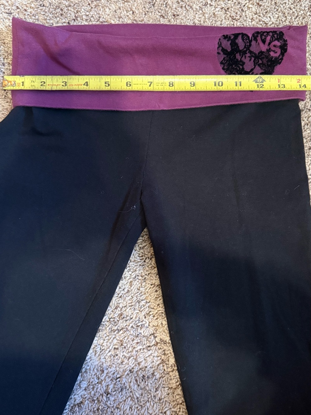 Victoria's Secret Black Leggings with Purple Waistband Accent - Picture 4 of 7